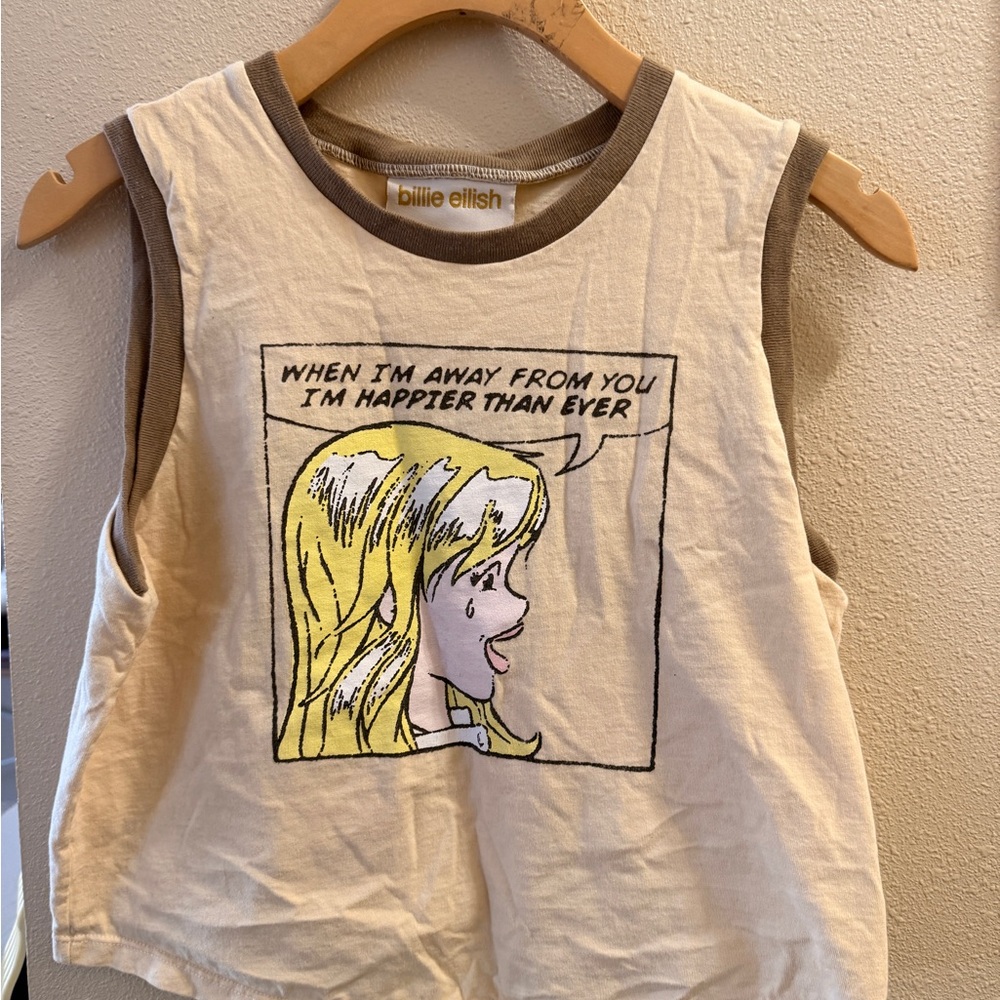 Billie Eilish Cream Graphic Crop Top